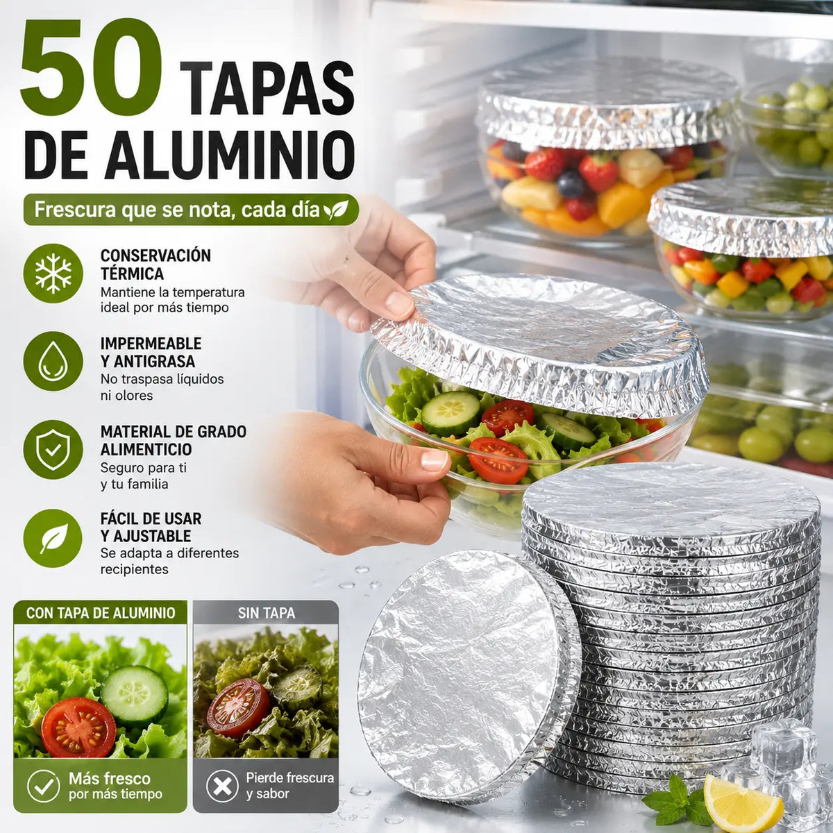【50piezas】Cubierta térmica de papel de aluminio apto para alimentos