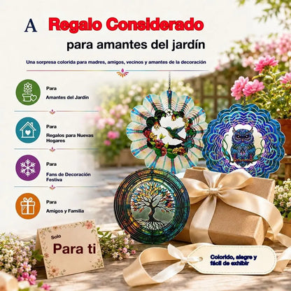 🎉🎐 Campana de viento giratoria 3D – Molinillo de viento colgante cinético para jardín, balcón y decoración exterior