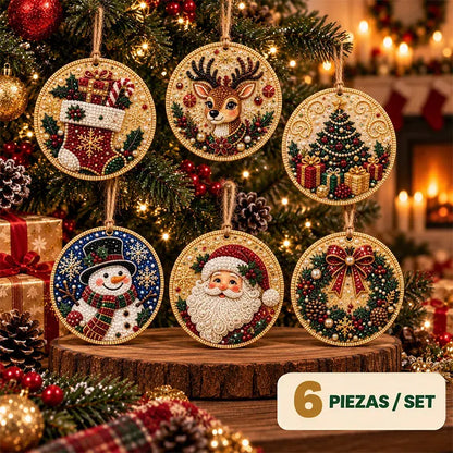 🎄 6 részes DIY gyémántkirakós karácsonyi díszkészlet – Kreatív családi projekt, amely tökéletes a karácsonyfára, ablakba vagy ajándéknak!