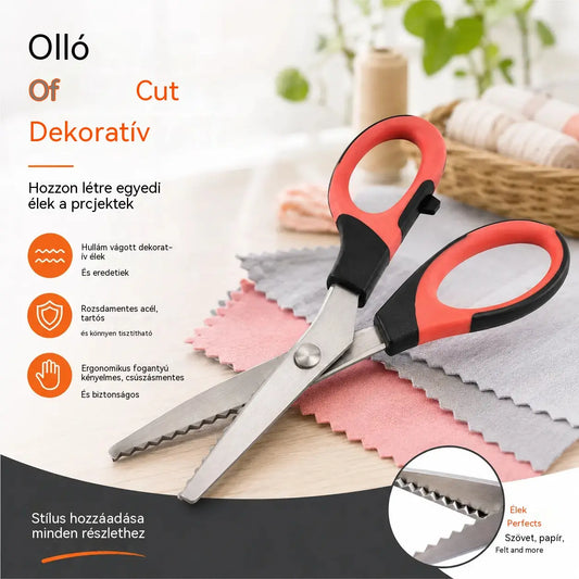 ✂️ Többcélú vágóolló cikkcakk vágóéllel – szövethez, papírhoz és kézműves termékekhez 🧵