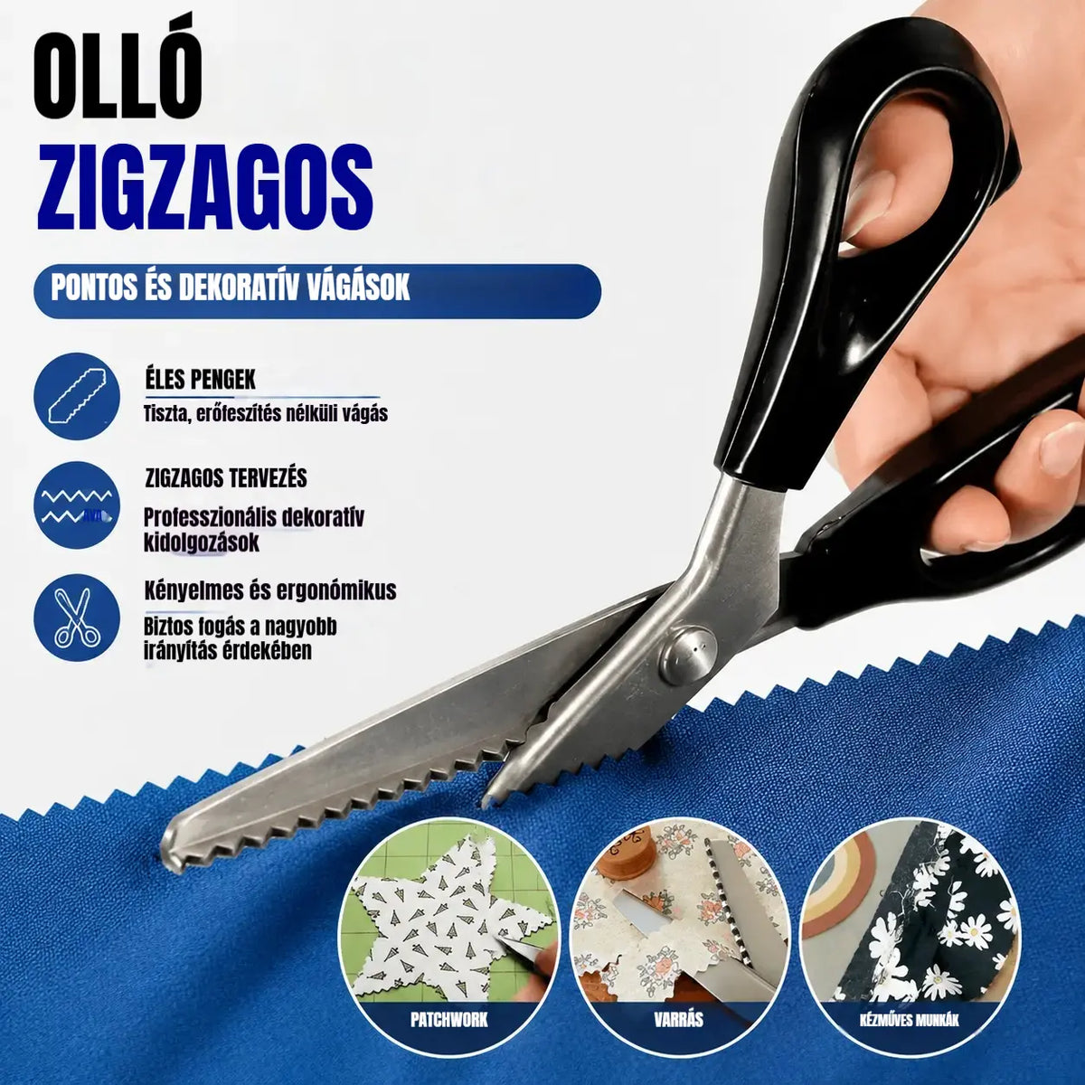 🔥✂️ Rózsásító olló textilhez, 5 méretben kapható.