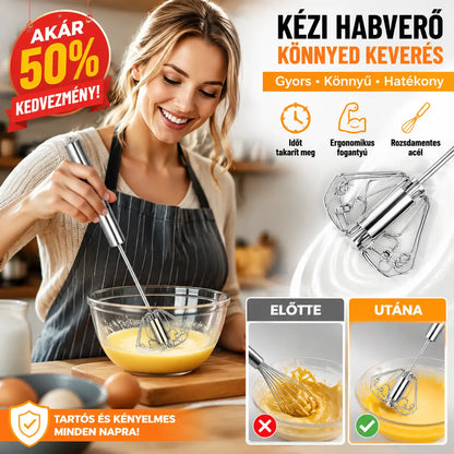 8600 Ft.【 2 darabos készlet】Rozsdamentes acél félautomata tojáshabverő
