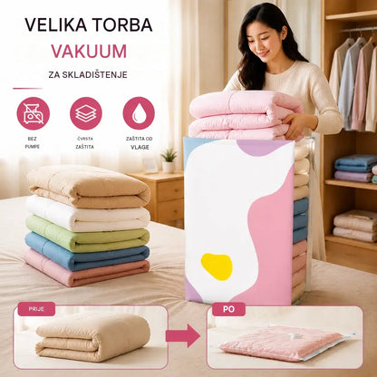 🧳【Set od 5 dijelova】💨 Velika, stlačiva vakuumska vrećica za pohranu: nije potrebna pumpa, nepropusna je i idealna za uštedu prostora u koferima i kod kuće ✈️