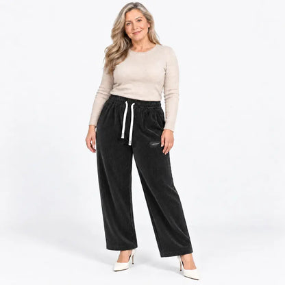 ✨【XXS-XXL】Női egyszínű kordbársony divatos lezser rugalmas nadrág [40-110 kg]