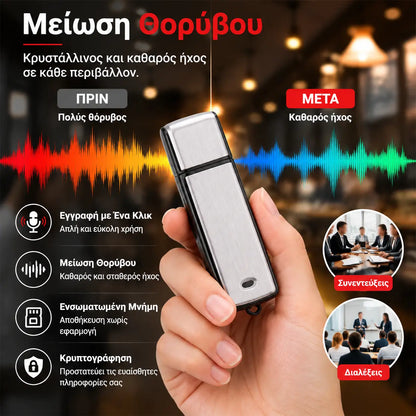 Hordozható, nagy felbontású USB hangrögzítő zajcsökkentéssel