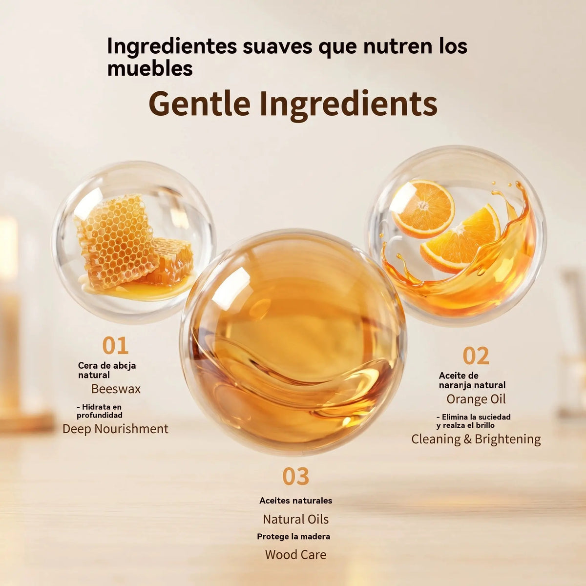 🌿✨ Bálsamo natural de cera de abeja para el cuidado de la madera: limpia, pule y protege los muebles de madera