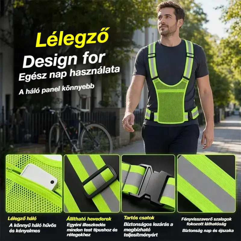 【🔥2 darab】Jelenleg nagy láthatóságú, fényvisszaverő mellény, állítható, zsebekkel, biztonságos futófelszerelés.