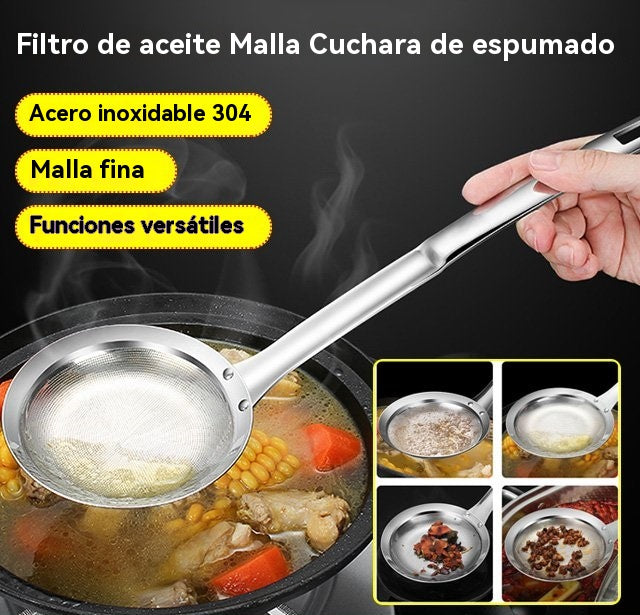 🍲 【3 piezas  24€】 Cuchara de filtro de aceite de acero inoxidable 304