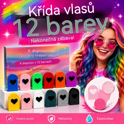 🎁 SLEVA 50 %! 🎨 Časově omezená sada kříd na vlasy pro dívky: barevné vlasy bez permanentního barviva, ideální na večírky! ✨