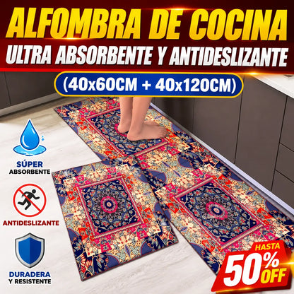 🔥【Compra 1 y llévate 1 gratis】🧽 (40*60 cm + 40*120 cm)✨ Alfombra de cocina de diatomita antideslizante súper absorbente