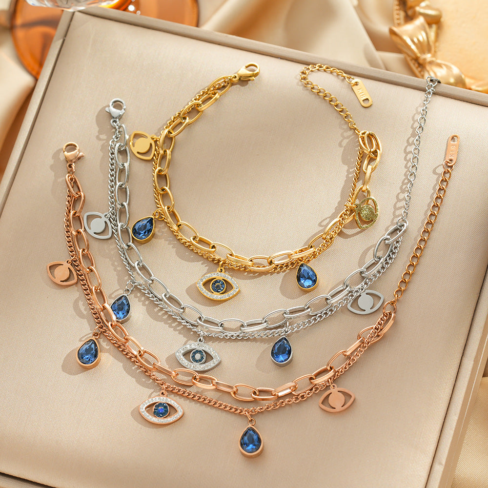 🔥【Compra 1 y llévate 1 gratis】👁Pulsera de plata de ley 925 con diseño de ojo turco y temática veraniega