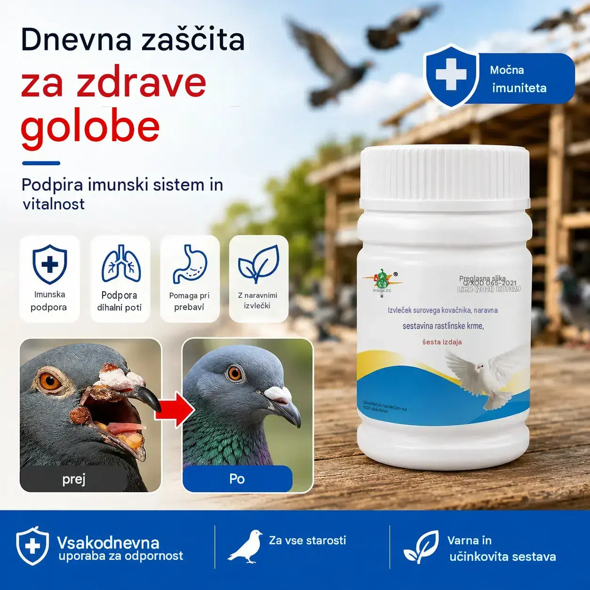 🕊️🕊️100 tablet, posebno zdravilo za tekmovalne golobe, 6-v-1 zdravljenje za golobe - hitro celjenje, opazni rezultati!
