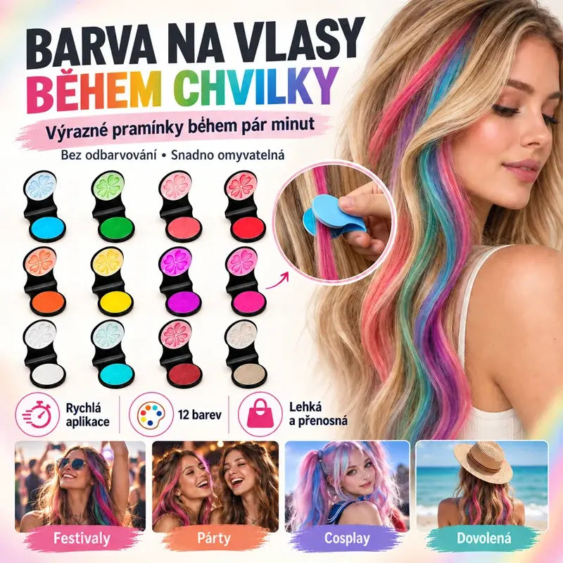 🌈🪮Kompaktní pudrová barva na vlasy s 12 odstíny pro rychlé barvení