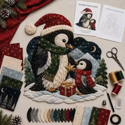 🔥ÚLTIMO DÍA 50% DE DESCUENTO - 🎄🎅Kit de patchwork navideño de animales del bosque para hacer tú mismo – ✨Crea un recuerdo festivo hecho a mano