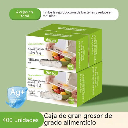 Zelo debel paket s 4 škatlami (400 kosov) – 24€ – Antibakterijski elastični pokrovi za živila; vrečke za enkratno uporabo, primerne za shranjevanje v kuhinji ali hladilniku.