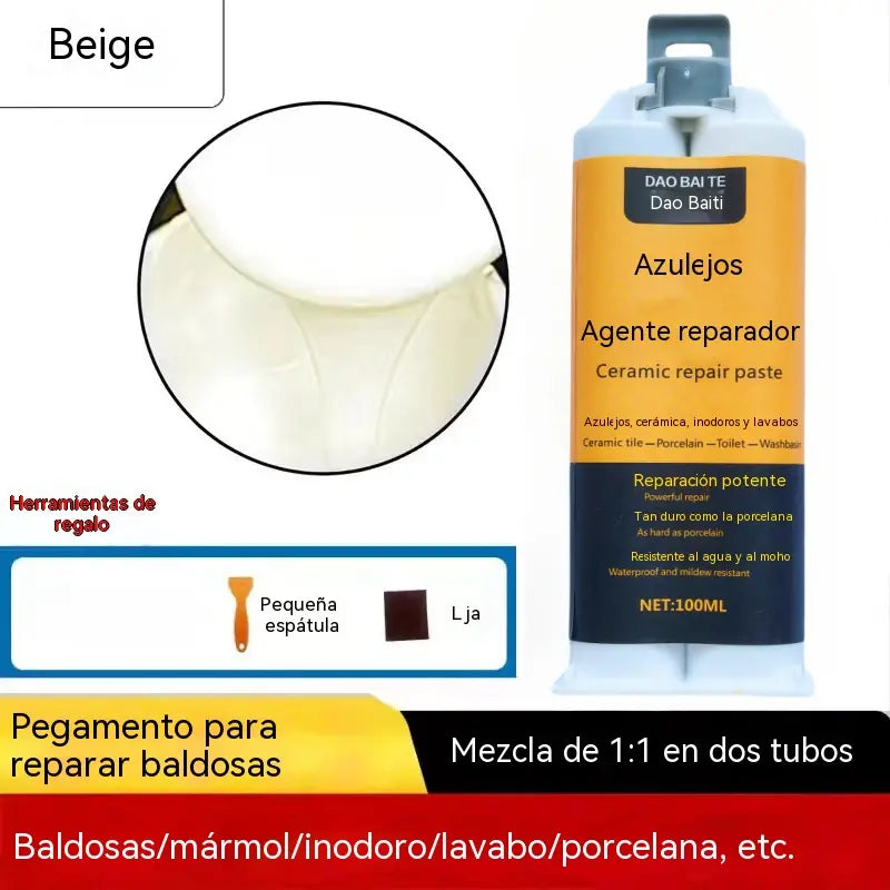 ✨【Compra 1 y llévate 1 gratis】2 piezas por 27 euros Pasta reparadora de azulejos cerámicos de doble tubo, un adhesivo mágico para rellenar grietas y agujeros.【Enviar herramientas】