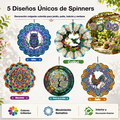 🎉🎐 Campana de viento giratoria 3D – Molinillo de viento colgante cinético para jardín, balcón y decoración exterior