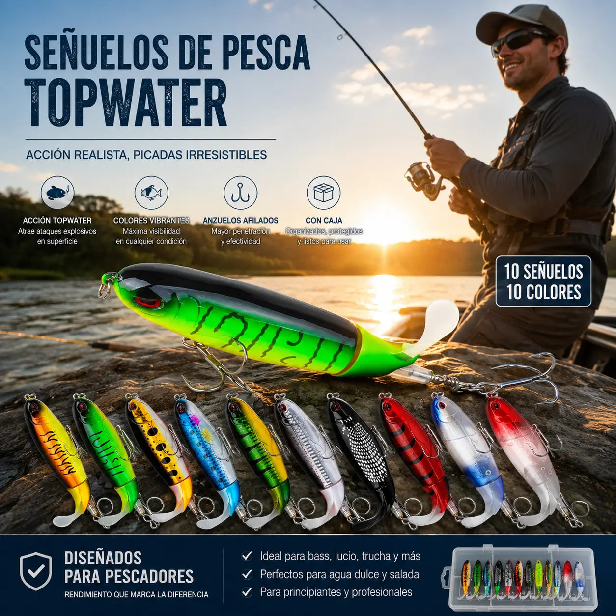 🐟🎣【5 piezas】5 señuelos biomiméticos: movimientos de natación realistas, anzuelos afilados y de sonido agudo, aptos tanto para agua dulce como salada.