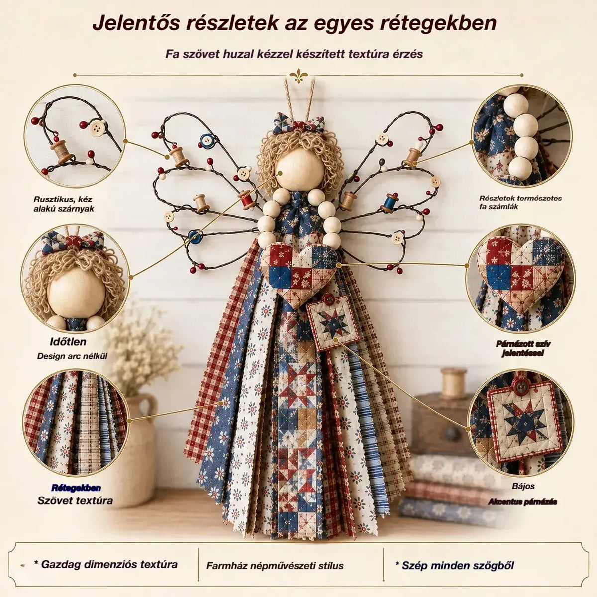 🔥UTÓS NAP 50% KEDVEZMÉNY - Saját készítésű angyalkendő-akasztó készlet - Varrj egy apró áldást, ami örökké tart