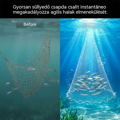 🎣 50% KEDVEZMÉNY KORLÁTOZOTT IDEIG! ✨ Könnyen használható dobóháló: tartós háló, gyorsan süllyedő, sokoldalú 🌊