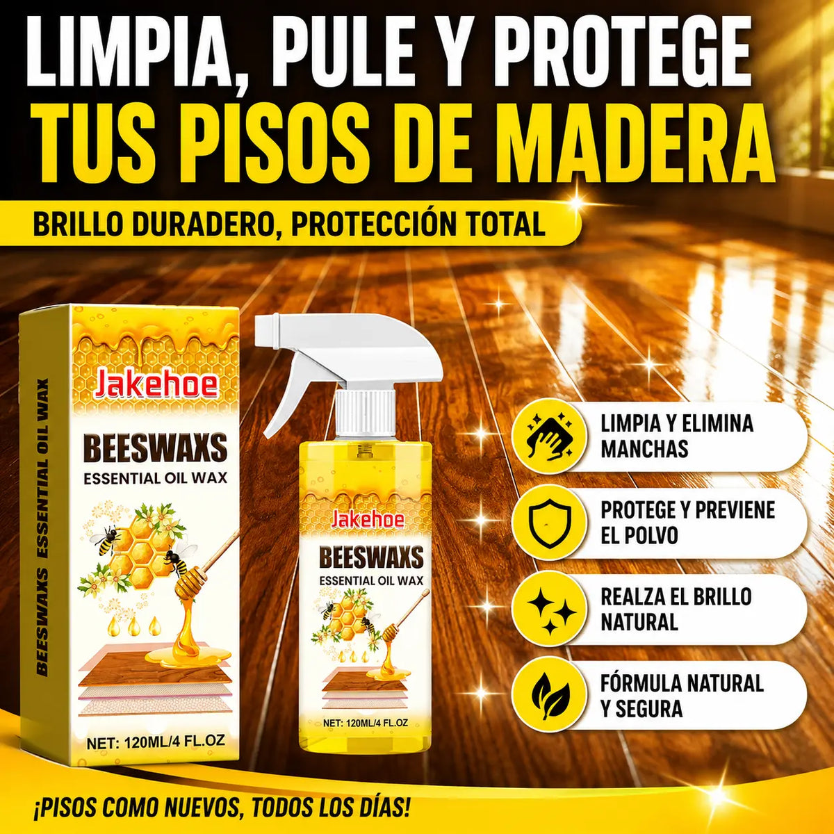 🔥【30% OFF】🔥Oferta especial por tiempo limitado🔥🧼Limpiador y abrillantador todo en uno para superficies de madera, elimina manchas, previene el polvo y aporta brillo.