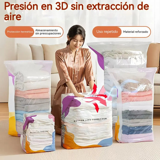 🔥【30% OFF】🧳【Juego de 5 piezas】💨 Bolsa de almacenamiento al vacío grande y compresible: no requiere bomba, es a prueba de fugas e ideal para ahorrar espacio en maletas y en casa ✈️