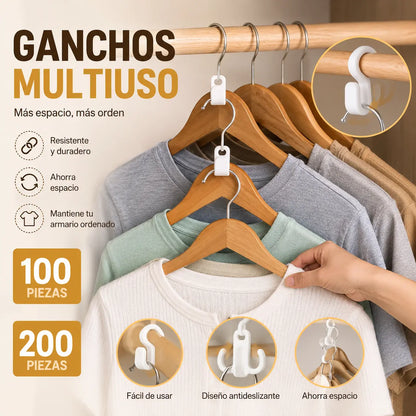 👕✨【100 darabos készlet】Helytakarékos vállfa-összekötők: Duplázza meg ruhásszekrénye tárolókapacitását; masszív és tartós.
