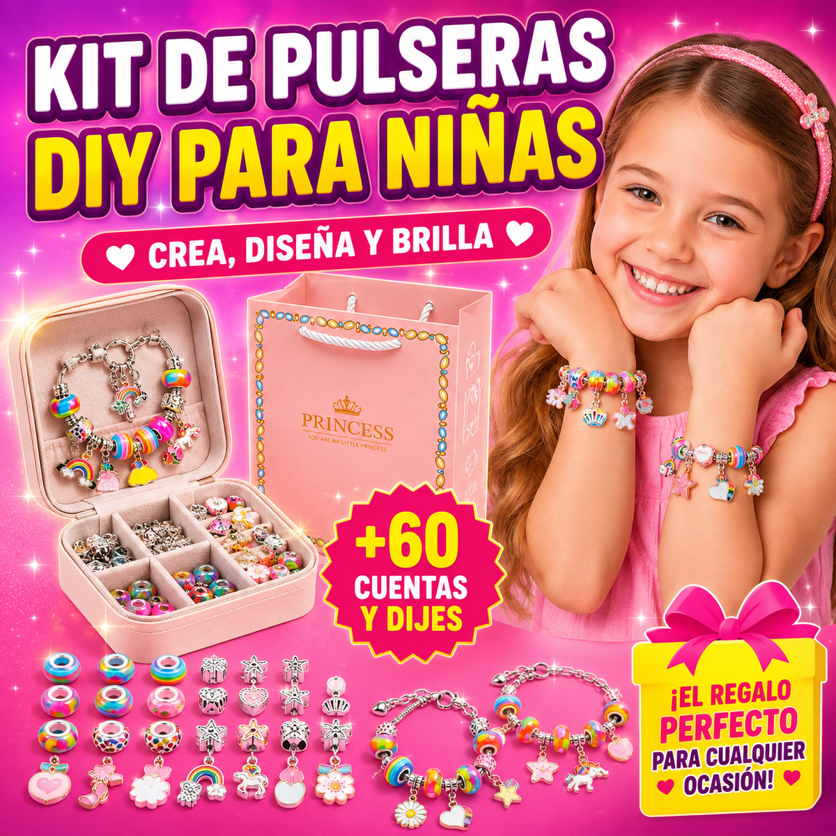 🎀✨ Kit DIY de Pulseras para Niñas – Creatividad, diversión y colores increíbles en un solo regalo 🎁🌈