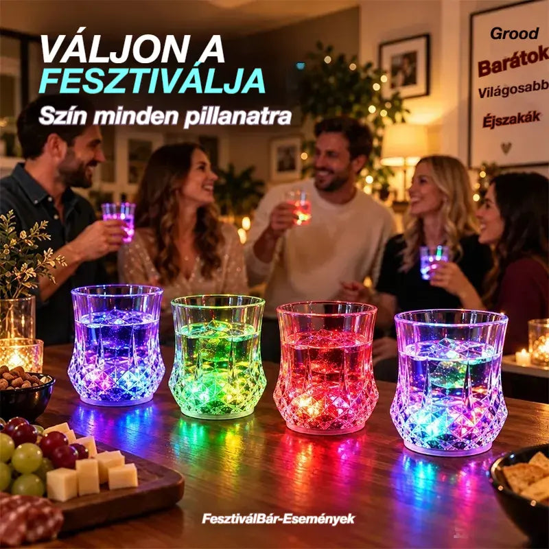 ✨💎Folyadék hatására aktiválódó LED-es kristályüveg-készlet🥂