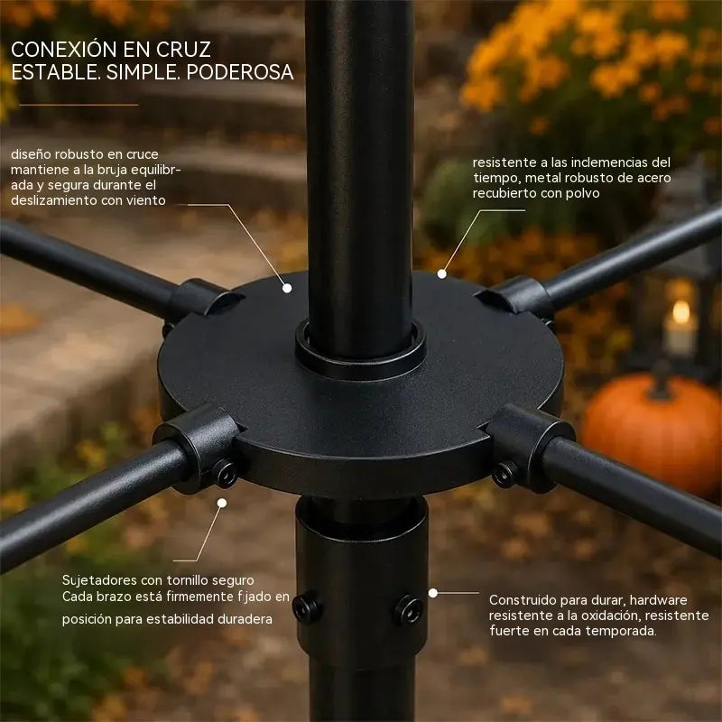 Molino de viento decorativo para jardín, diseño de bruja en escoba con murciélagos y estrellas, adorno dinámico para el patio, decoración de Halloween