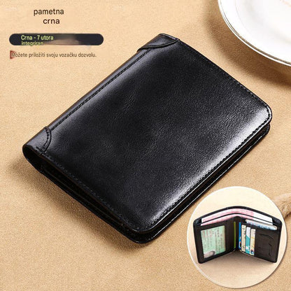 👝✨ Nueva cartera para hombre de piel auténtica con protección antirrobo.