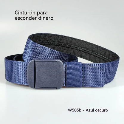 🔥【Longitud： 130 cm】Cinturón de viaje táctico con bolsillo oculto para dinero