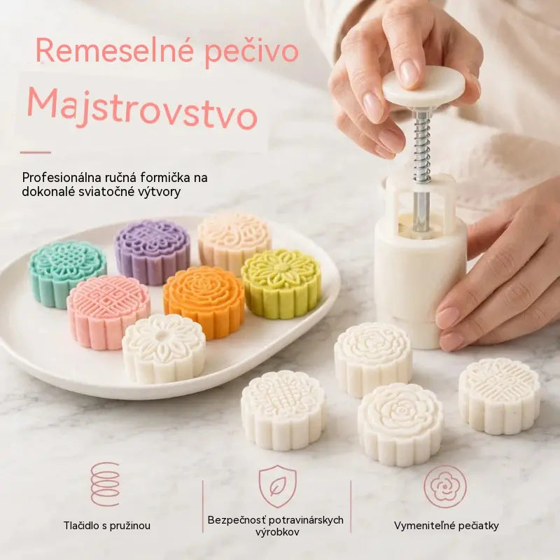【1 forma 4-féle virágmintával】✨😍 Kézi nyomású tésztaformázó készlet, kreatív sütőformák