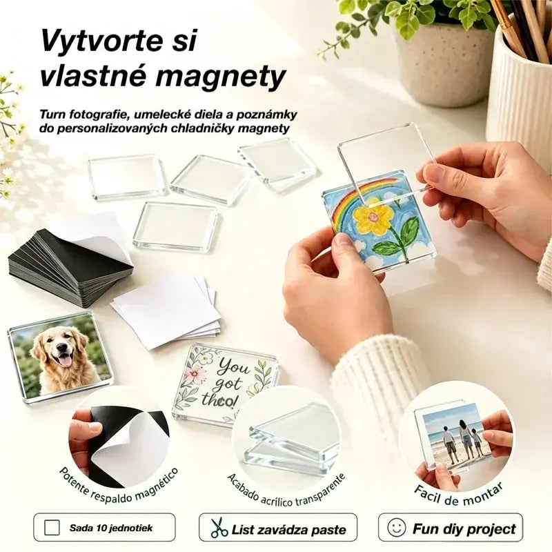 🧲✨ Sada priehľadných magnetov na chladničku pre domácich majstrov | Vytvorte si vlastné spomienky