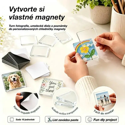 🧲✨ Sada priehľadných magnetov na chladničku pre domácich majstrov | Vytvorte si vlastné spomienky