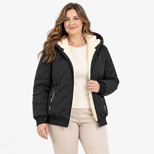 🧥🧶【L-7XL】 Kapucnis, hőszigetelt télikabát műszőrme béléssel - vízálló külső réteggel, amely némi védelmet nyújt az eső ellen.