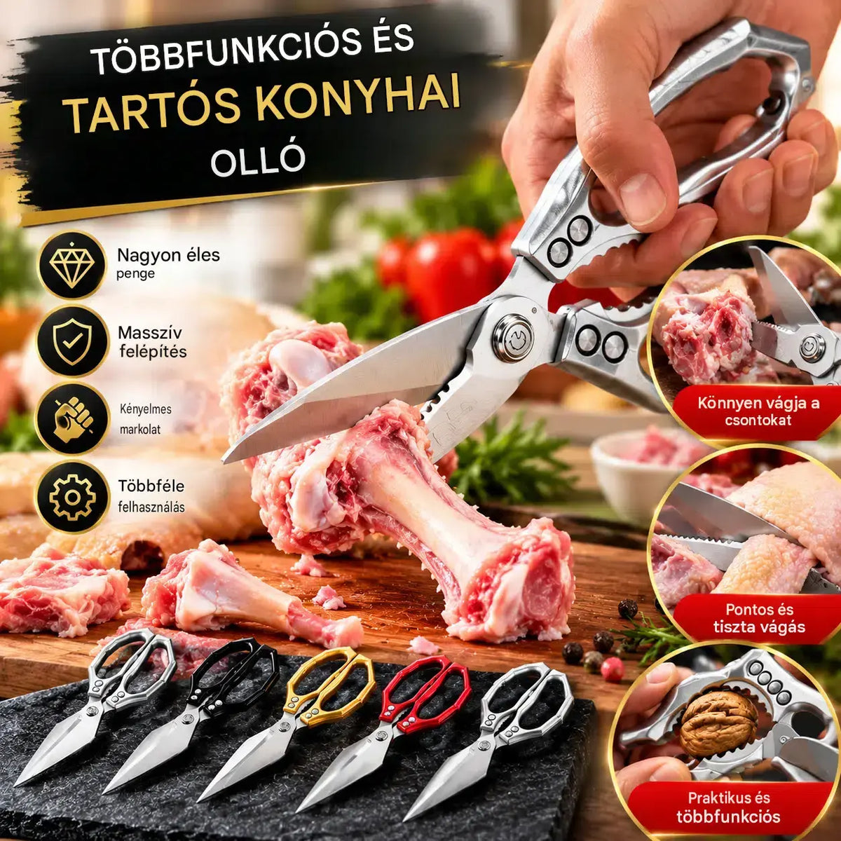 Korlátozott ideig érvényes ajánlat -50%🔥Multifunkcionális és tartós konyhai olló