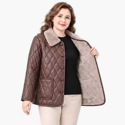 [XL-5XL/6 szín] Őszi/Téli polár bélésű, pamuttal bélelt kabát, stílusos, mosott bőr, pamuttal bélelt kabát, laza szabású felső