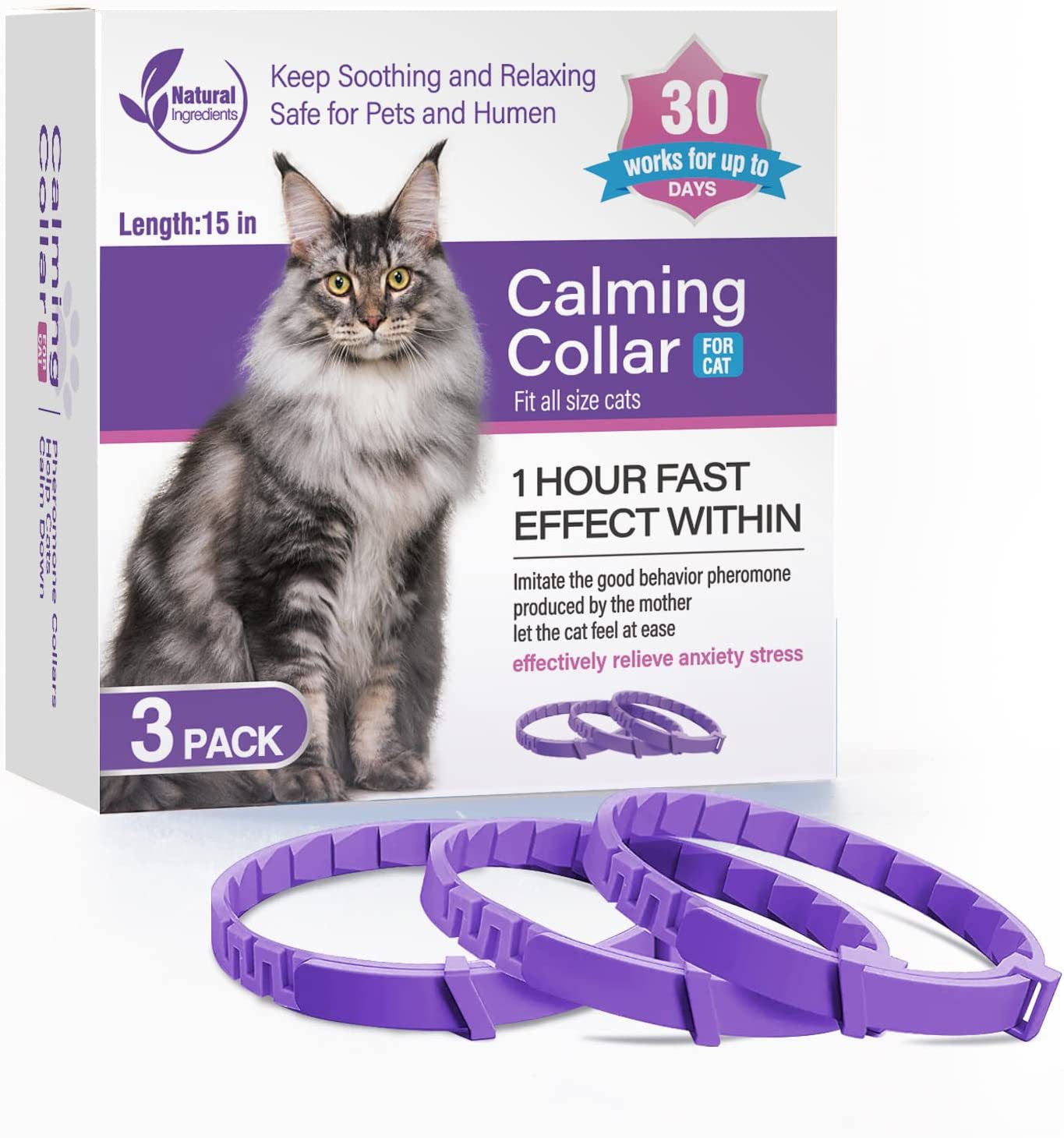 (3 piezas) Collar ajustable antipulgas y antigarrapatas para perros y gatos