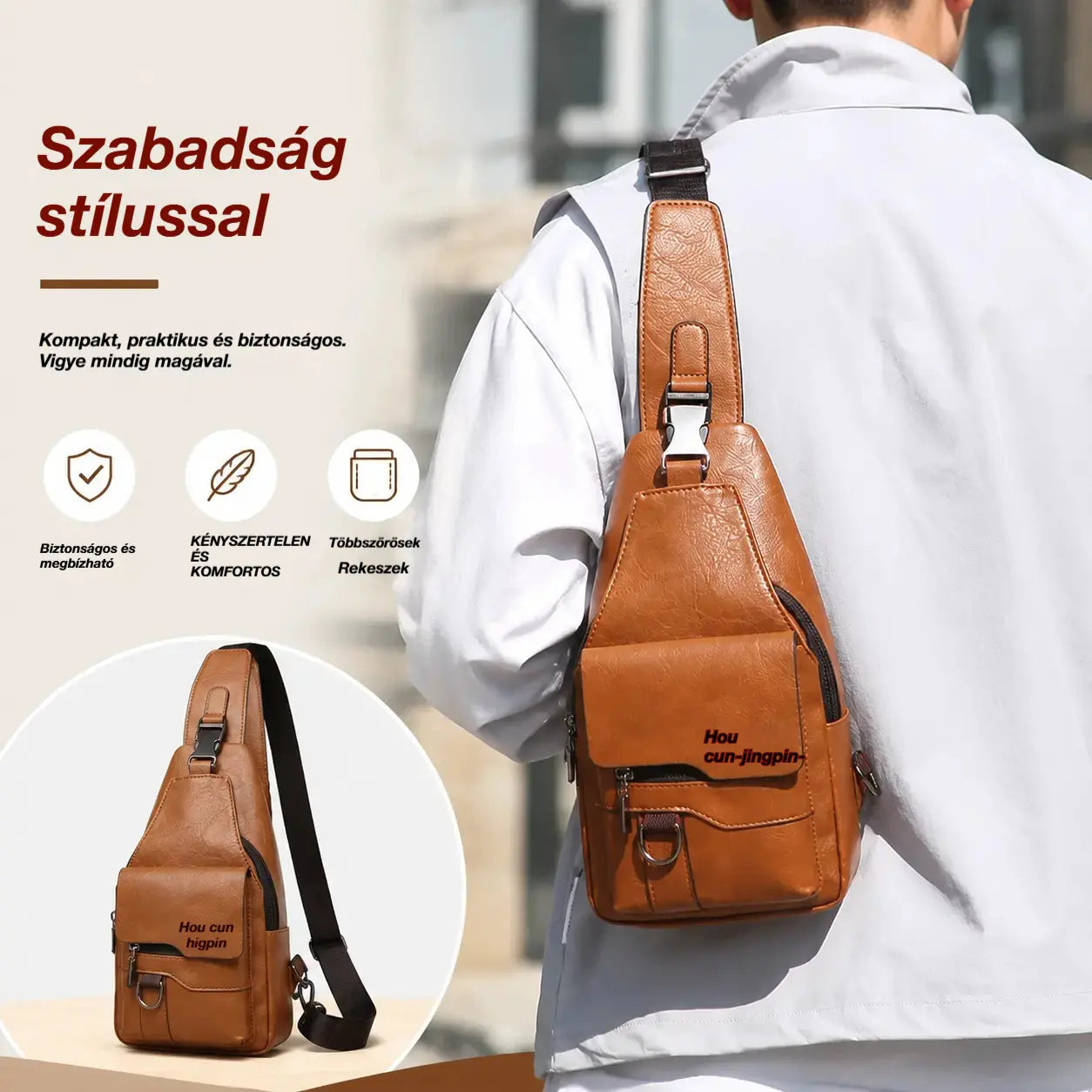 🎒 Retro stílusú, vízálló, valódi bőr válltáska: nélkülözhetetlen darab a mindennapi ingázáshoz.