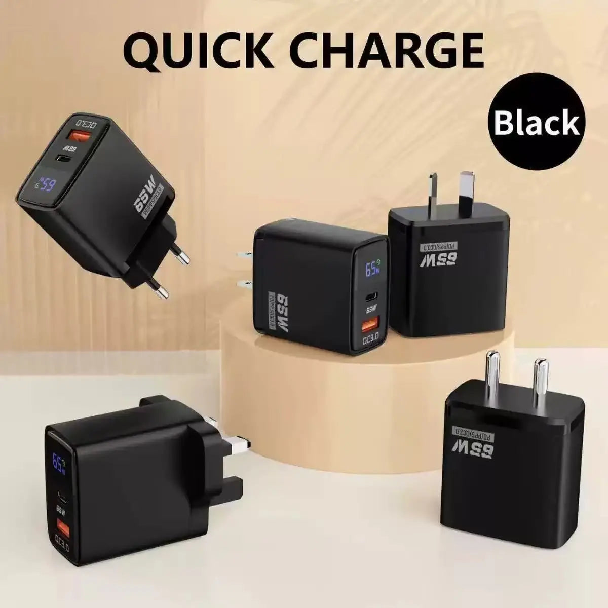 ⌛¡Solo queda 1 día de esta oferta!⏳ Cargador rápido para teléfono de 65 W con cable USB-C retráctil de 80 cm.