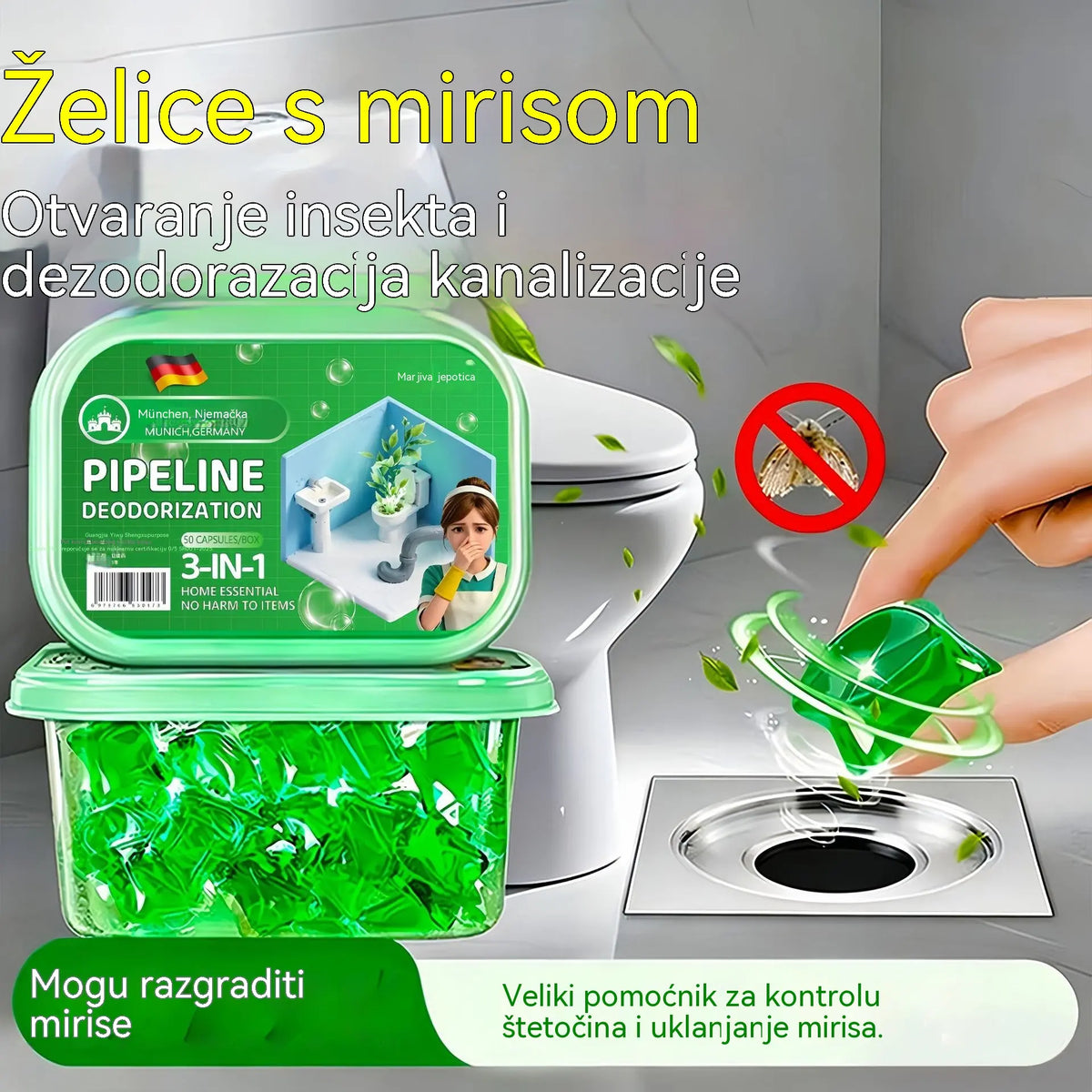 3 paquetes (150 comprimidos) por 28 € – 🔥🎉 ¡Se agotaron! 30.000 personas los compraron 🎉. Cápsulas bioenzimáticas para eliminar los malos olores de los desagües.