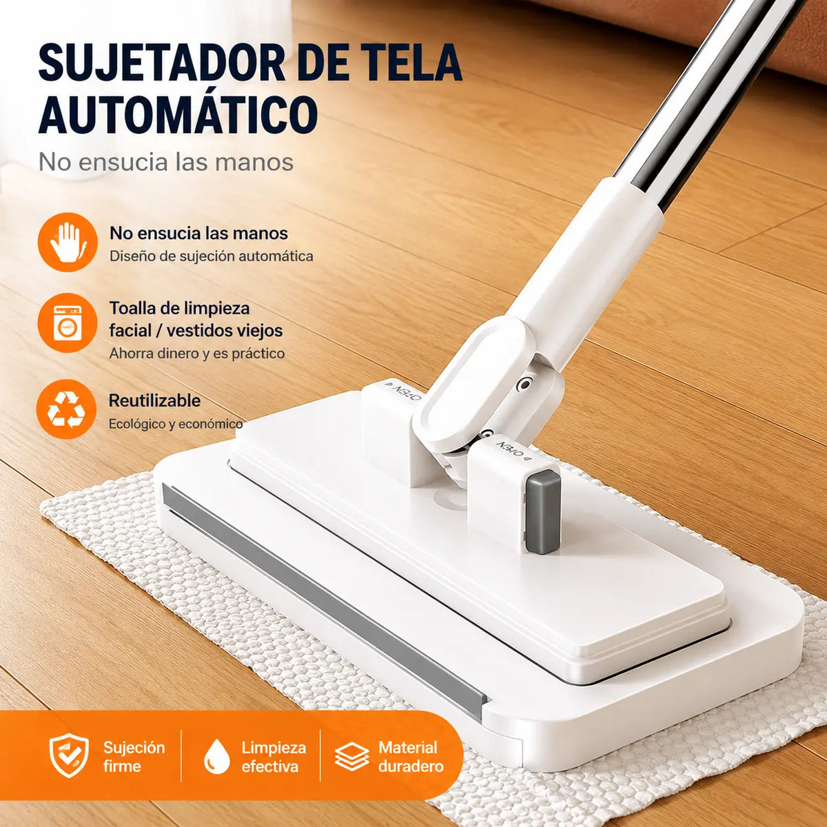 🔥【Juego de 4 piezas】Fregona sin enjuague🧹🏠 con diseño de pinza para paños, para que la limpieza del hogar sea más fácil