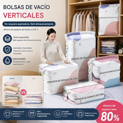 🧳【Juego de 5 piezas 29 euros 】💨 Bolsa de almacenamiento al vacío grande y compresible: no requiere bomba, es a prueba de fugas e ideal para ahorrar espacio en maletas y en casa ✈️