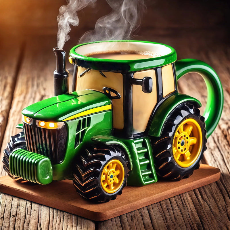 🔥☕Retro kávésbögre mezőgazdasági traktor formájában