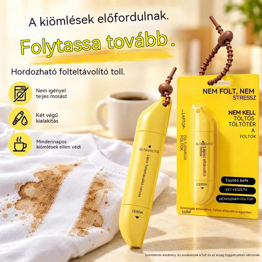 🔥【1-et vesz, 1-et ajándékba kap】🧼 Hordozható, kétvégű folteltávolító toll ✨ Azonnali segítség ruhák tisztításához vészhelyzetben (öblítést nem igényel); ideális olaj- és kávéfoltok ellen