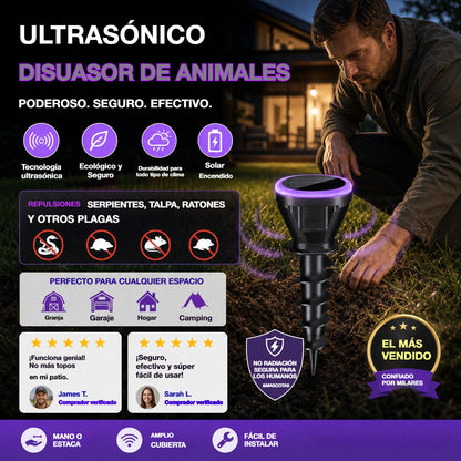 🔥 ¡Más de 100.000 unidades vendidas! 🛡️ Repele serpientes, insectos y roedores, ¡y protege tu hogar! 🏡️ Repelente ultrasónico de ratas con energía solar.