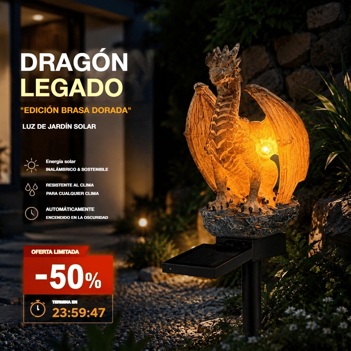🔥Lámpara solar de jardín — Edición Golden Ember