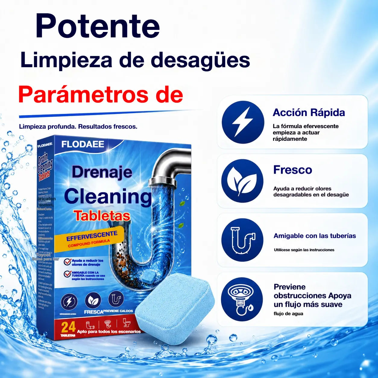 🏠🚿【24 piezas】💨 Pastillas efervescentes para desatascar desagües