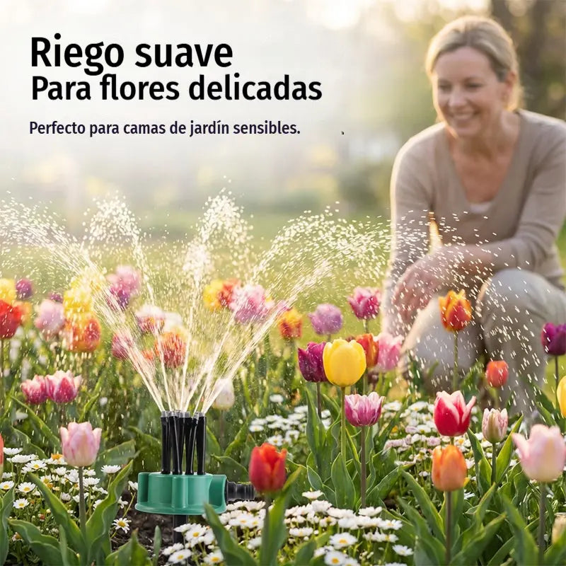 💦🌿Aspersor automático multicabezal de jardín de 360°